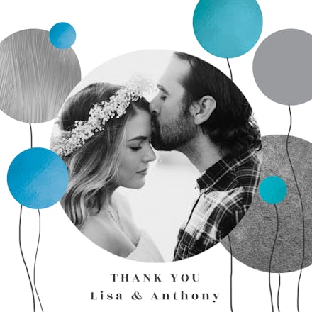 Surrealism balloons - wedding thank you card