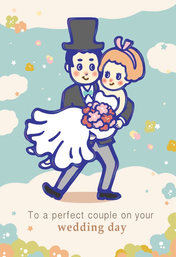 The perfect beginning -  free wedding congratulations card