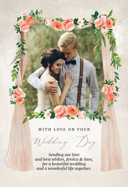 Tulle and Roses - Wedding Congratulations Card