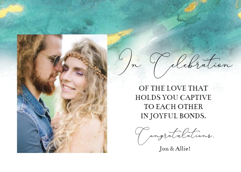 Watercolor gradient -  free wedding congratulations card