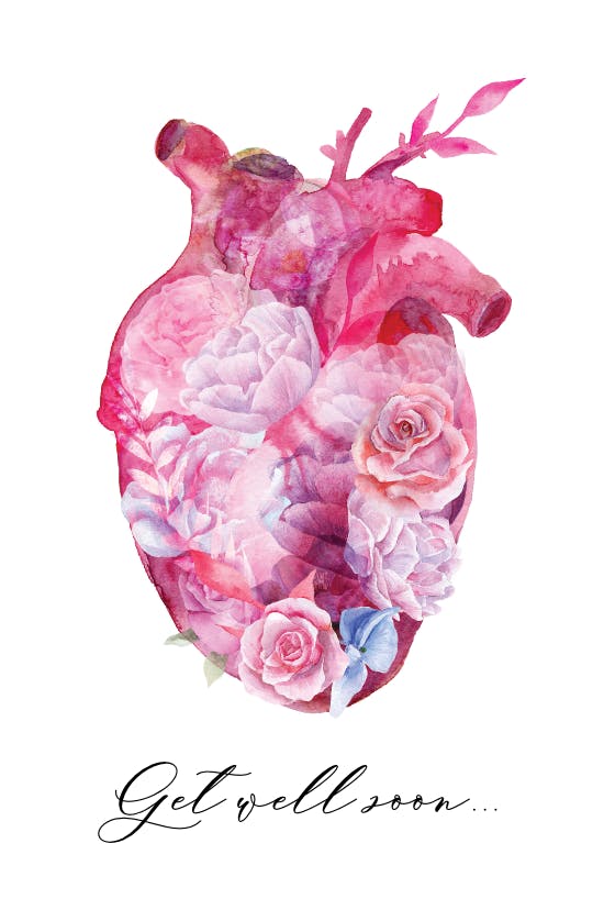 Artistic floral heart - tarjeta de recupérate pronto