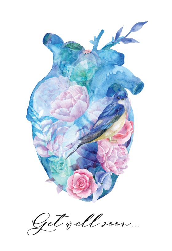 Artistic floral heart - tarjeta de recupérate pronto