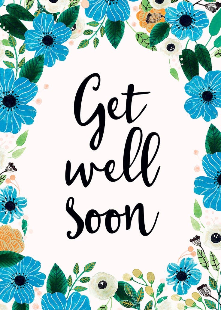 Blue & orange - get well soon card