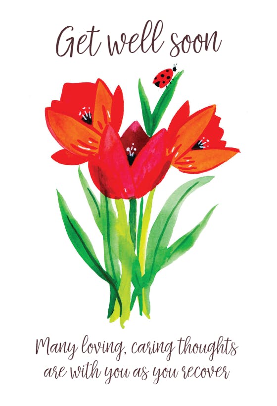 Caring flowers - get well soon card