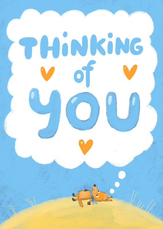 Dog dreaming -  free thinking of you card