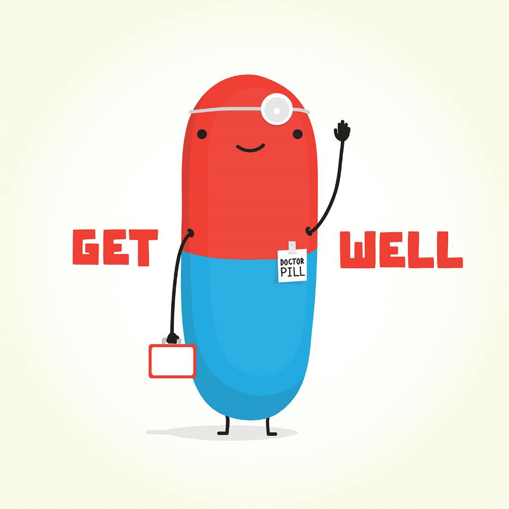 Dr. pillsworth - tarjeta de recupérate pronto