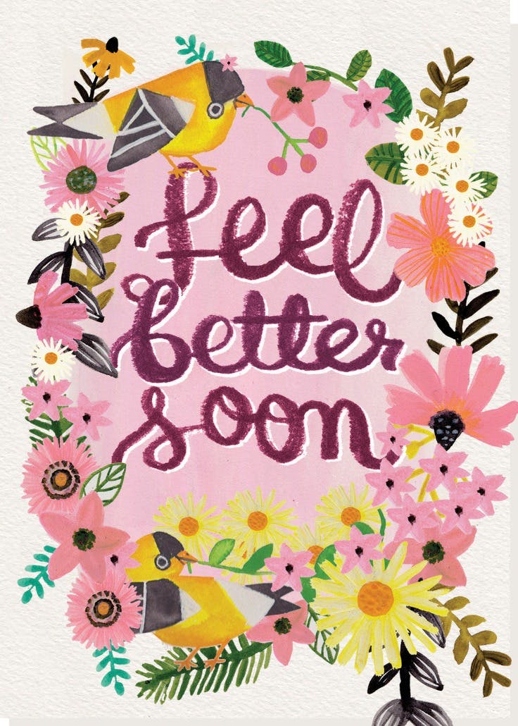 Finches - get well soon card