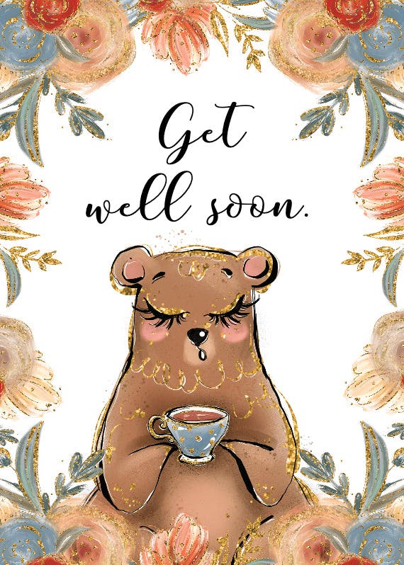 Flower bear - get well soon card