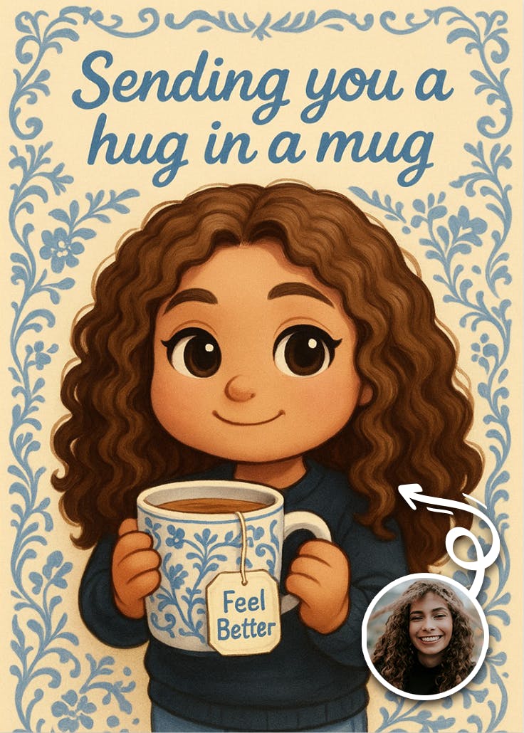 Comfort mug - get well soon card