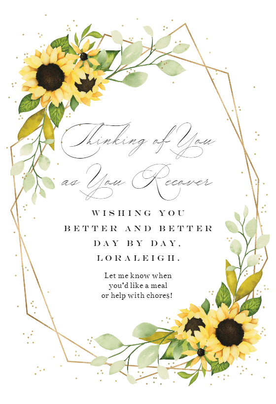 Sunflower Wishes - Get Well Soon Card | Greetings Island