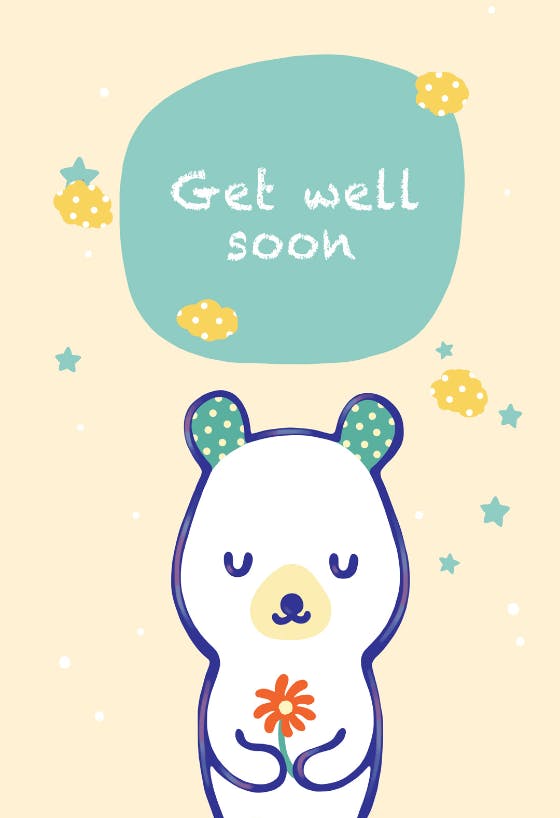 Get well teddy bear - get well soon card