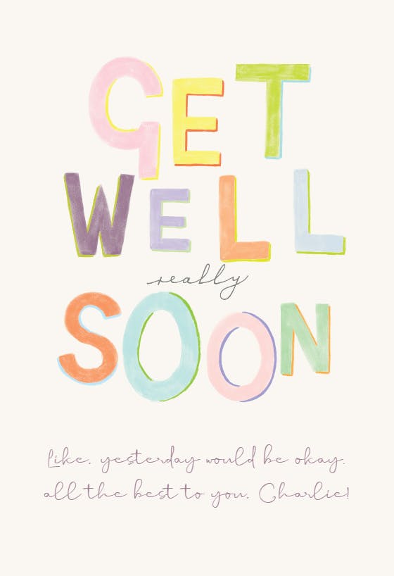 Hurry up health - get well soon card