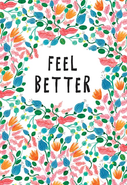 Pink Leaves - Get Well Soon Card