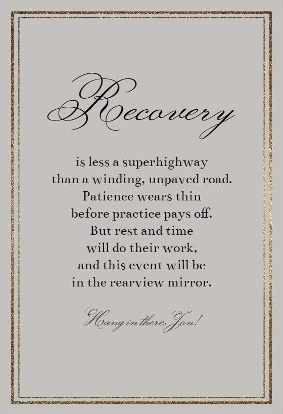 Recovery road -  tarjeta de recupérate pronto
