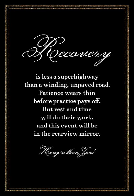 Recovery road - get well soon card