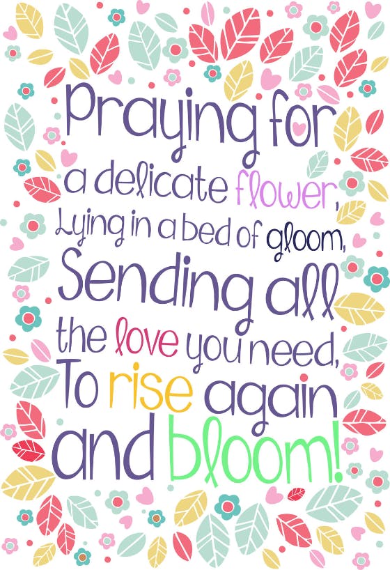 Rise again and bloom - get well soon card