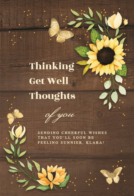 Sunflower wishes - get well soon card