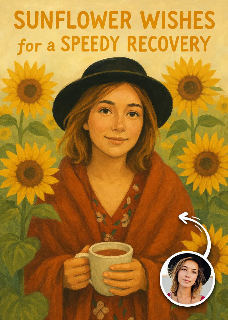Sunflower wishes - biglietto di pronta guarigione
