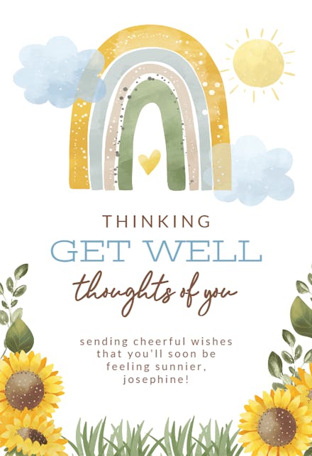 Sunflowers and Rainbows - Get Well Soon Card