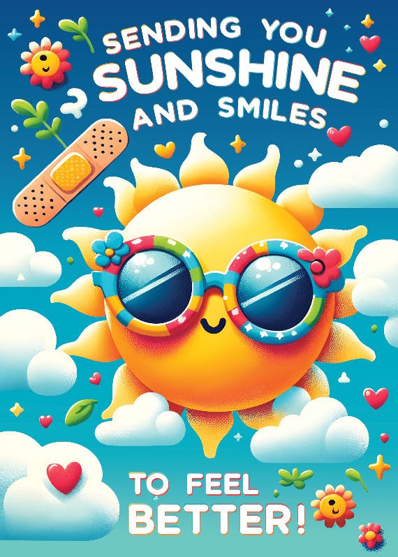 Sunshine and smiles - get well soon card