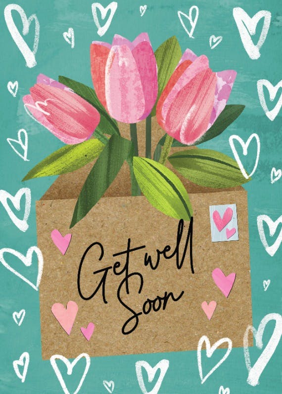 Tulips for my love - get well soon card