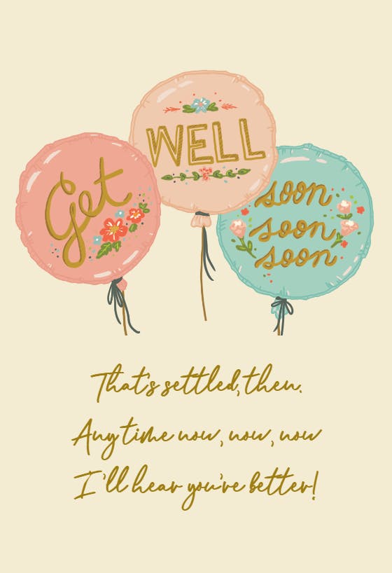 Uplifting message - get well soon card