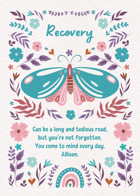 Whimsical wings -  free thinking of you card