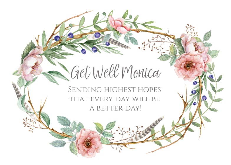 Woodland floral - get well soon card