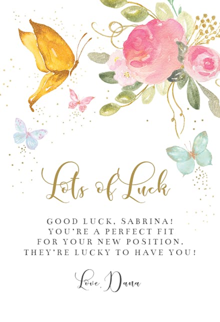 Blooms & Butterflies - Good Luck Card