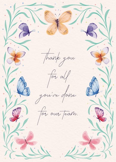 Butterfly garden - farewell card