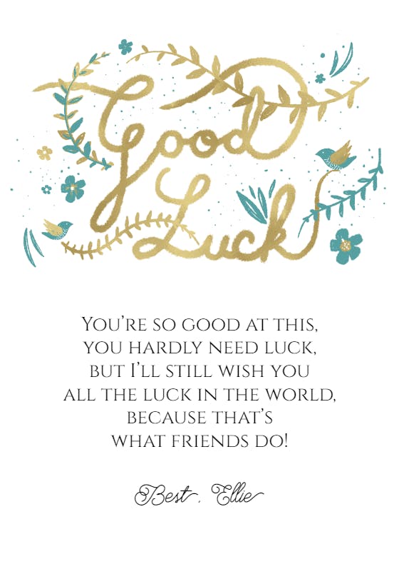 Cute cursive - good luck card