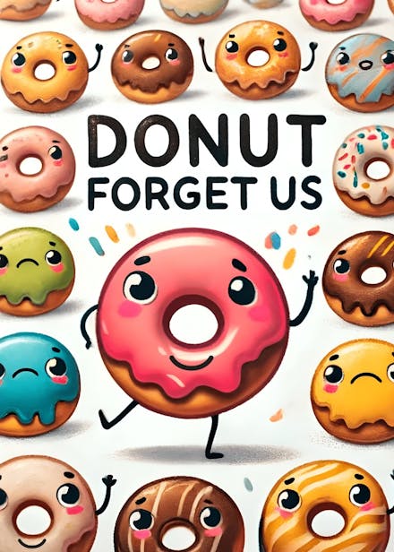 Donut forget us - farewell card