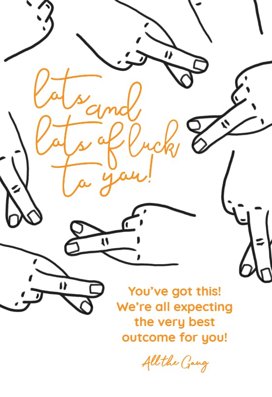 Fingers crossed - good luck card