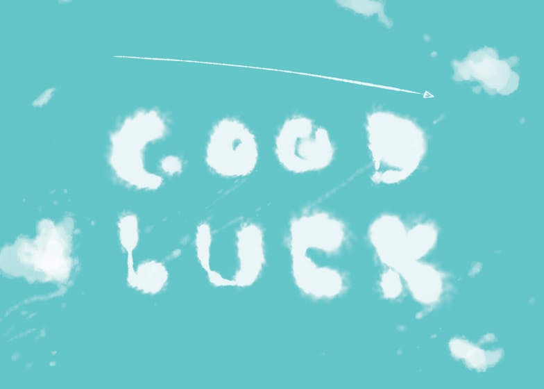 Fluffy clouds - good luck card