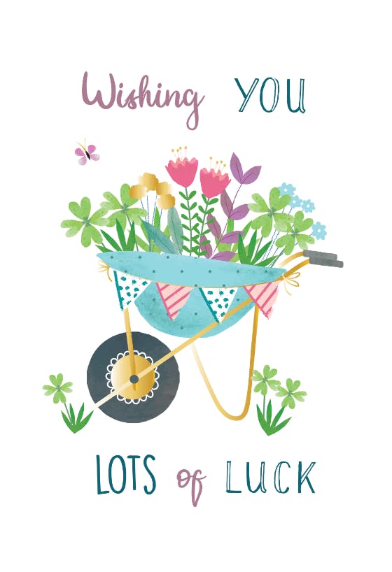 Garden cart full of flowers -  free thinking of you card