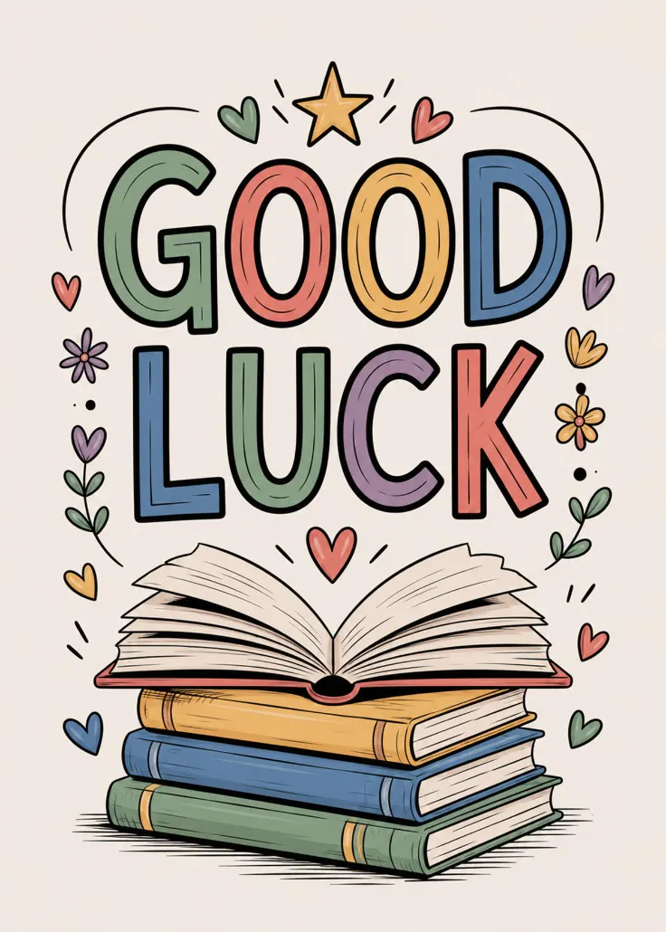 Good luck books - tarjeta de buena suerte con el examen