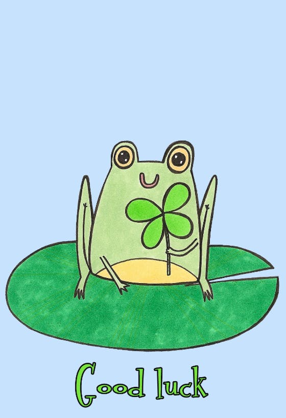 Good luck frog - good luck card