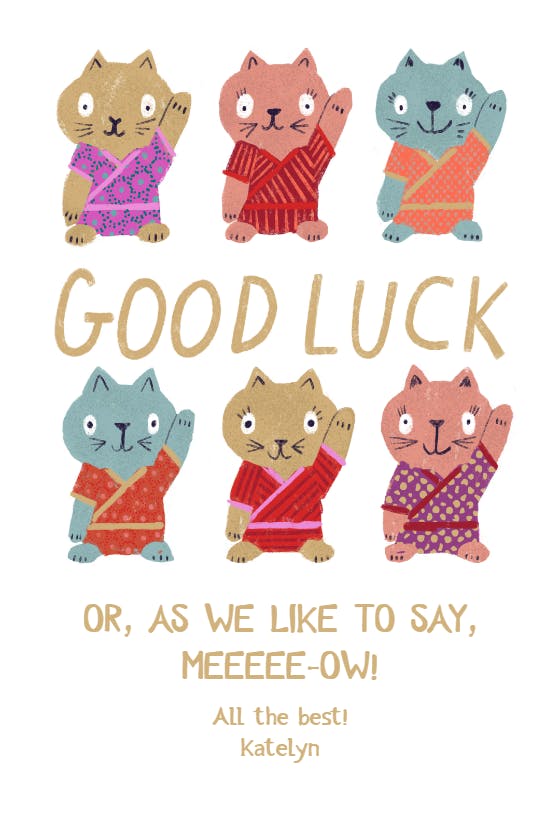 Karate cats - tarjeta de buena suerte
