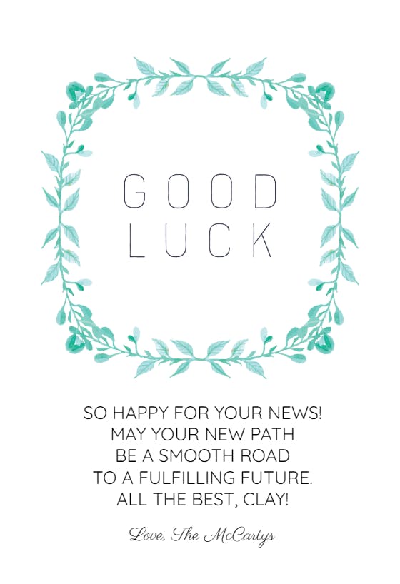Leaves of luck - good luck card