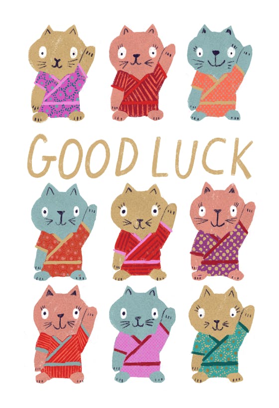 Lucky cats -  tarjeta de buena suerte