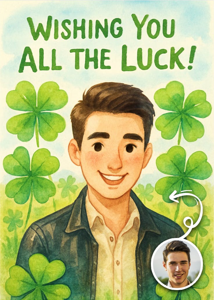 Lucky clovers - good luck card