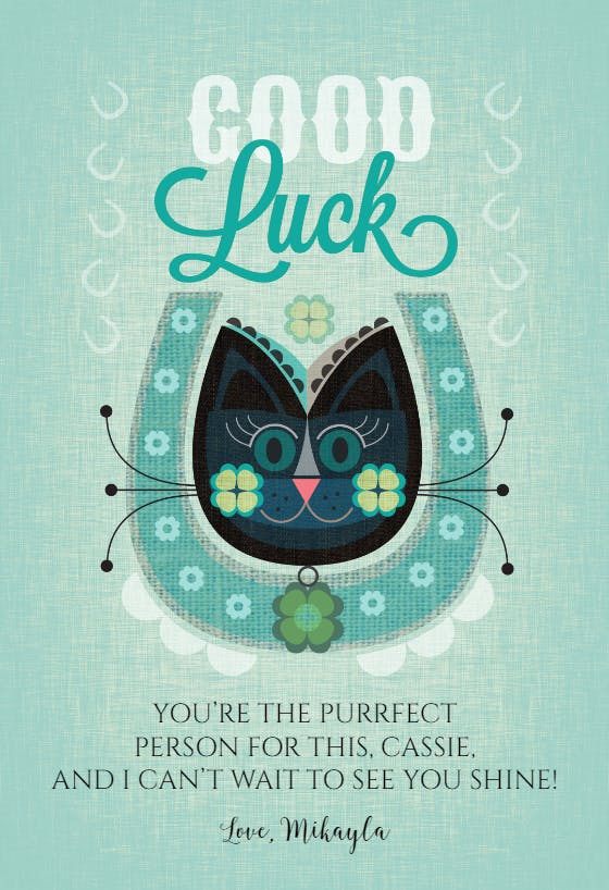 Nine lives of luck - tarjeta de buena suerte