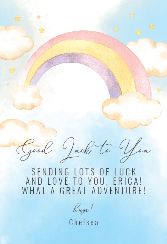 Rainbow wishes - good luck card