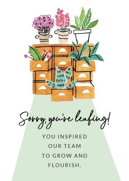 Sorry you’re leafing - farewell card