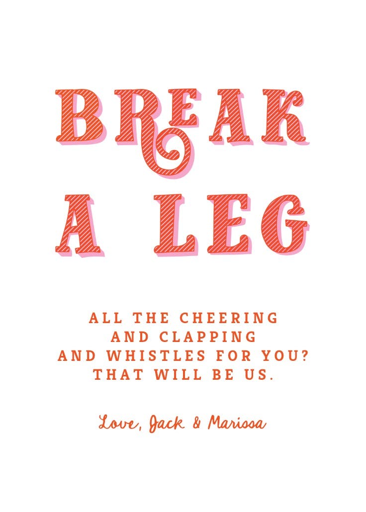 Theatrical - tarjeta de buena suerte