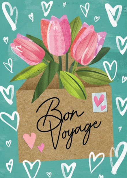 Tulips in the mail - farewell card
