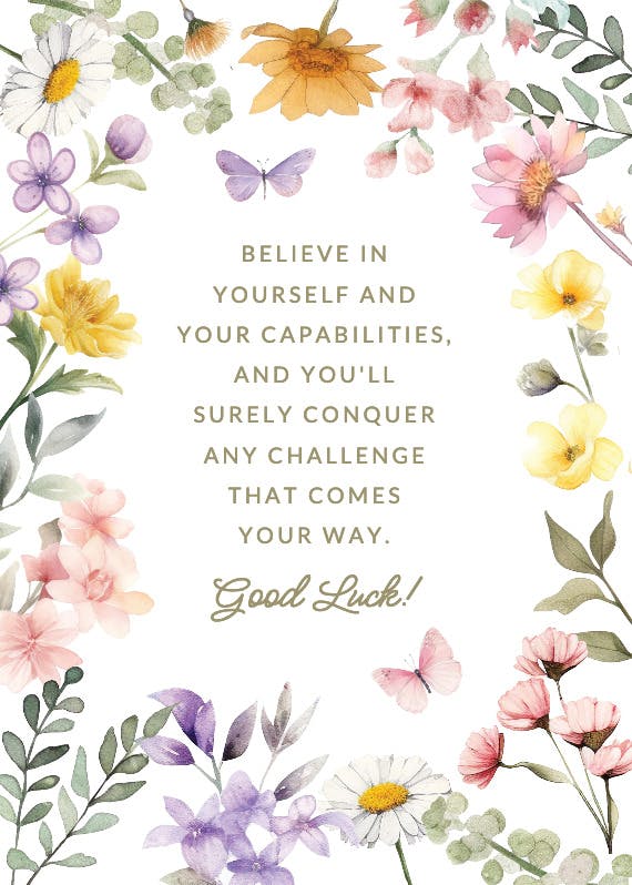 Wonderful florals - good luck card