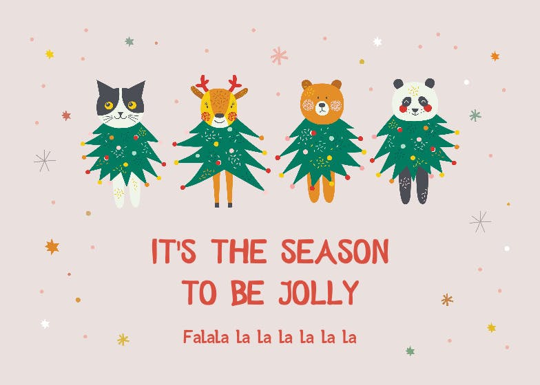 Animals christmas trees - tarjeta de navidad