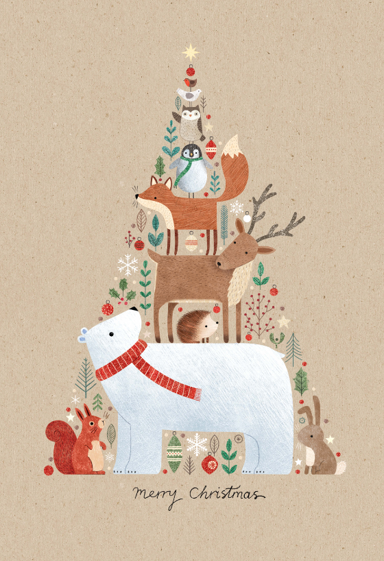 Animals In A Tree Shape - Christmas Card | Greetings Island