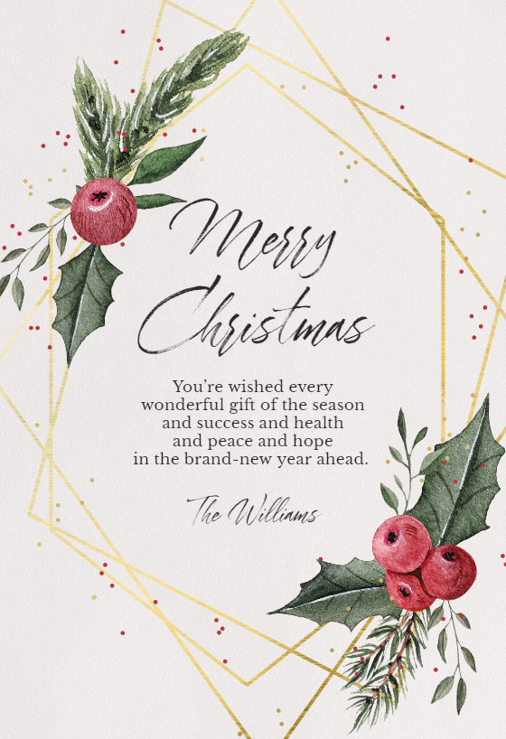 Berries & Holly - Christmas Card | Greetings Island